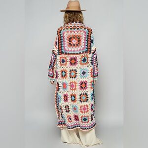 POL Multicolor Crochet Long Coat